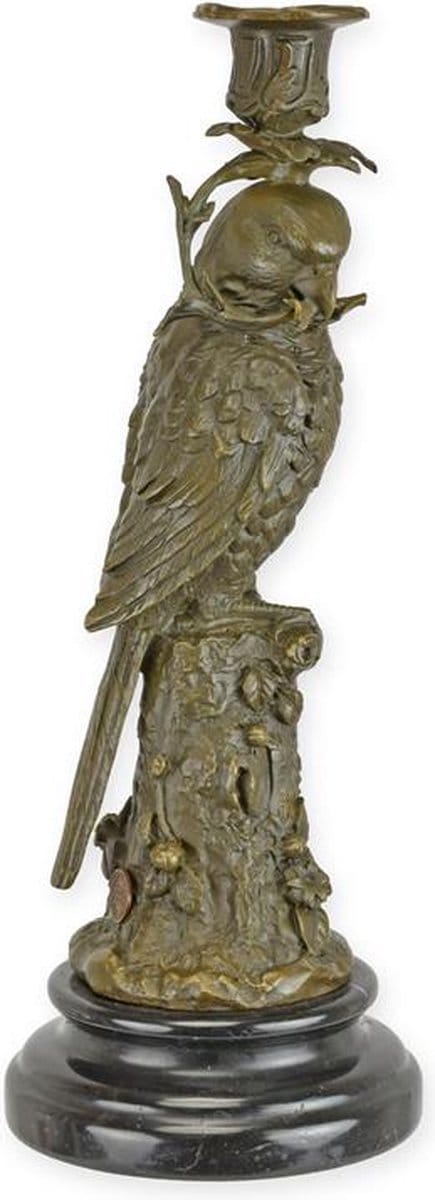 Papegaai - Bronzen beeld - kandelaar - 31 cm hoog