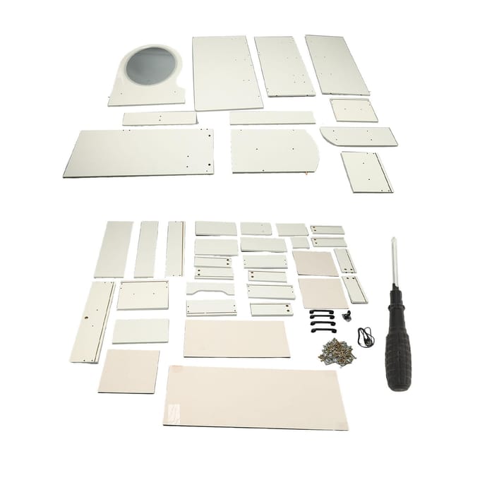 Coiffeuse avec Miroir Rond Éclairé LED Coiffeuse de Maquillage Table de Toilette avec 4 Tiroirs pour Chambre white