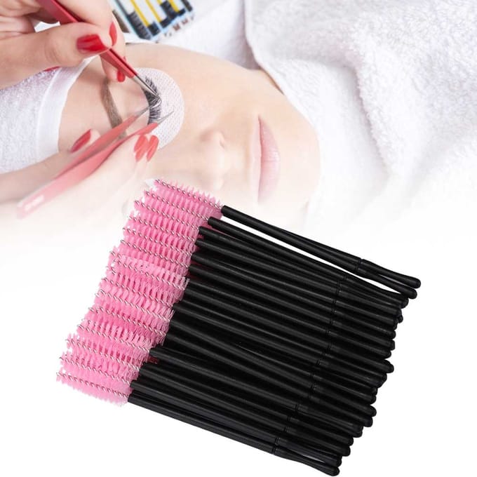 100 stuks Wegwerp Wimperborsteltjes Mascara Staafjes Applicator Make-up Borsteltjes Set Roze roze