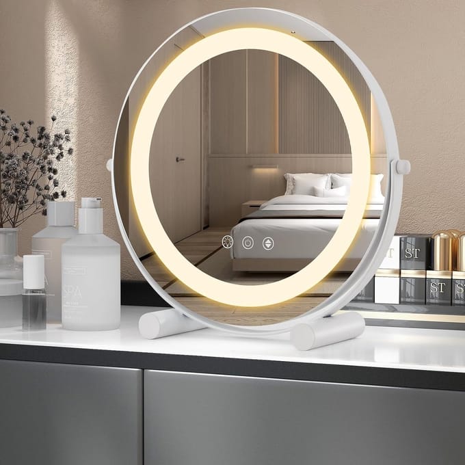 Kapspiegel Verlichting - Make-up Spiegel - Professionele Make-up - 3 Kleuren Verlichting - 30cm Diameter - Wit