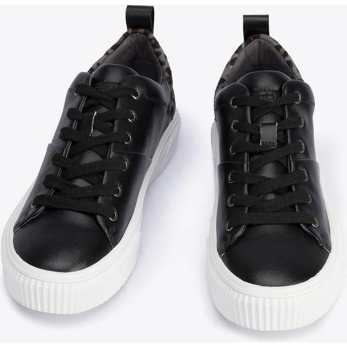 Wittchen Dames Leren Sneakers met Luipaardpatroon Zwart Natuurlijk Leer