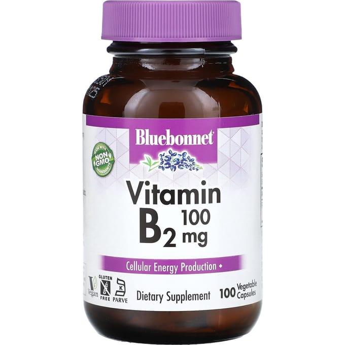 Bluebonnet Nutrition, Vitamine B-2, 100 mg, 100 vegetarische capsules