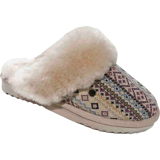 Warmbat Collie print woven blush dames pantoffel (open hiel)