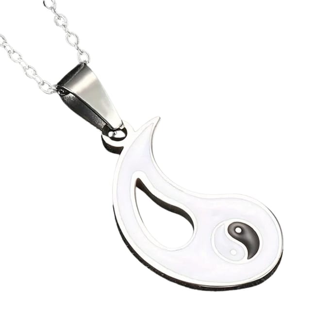 Bovista Ketting - Heren - Staal - Nep zilver - Met Hanger - Wit