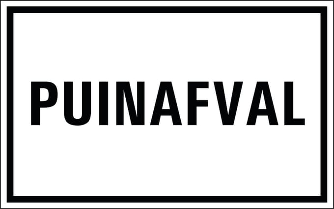 Puinafval sticker 200 x 125 mm