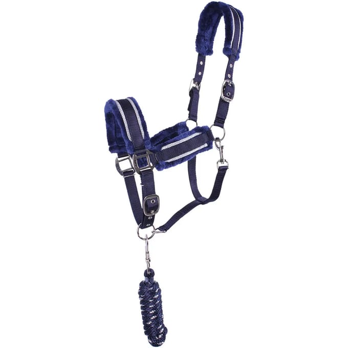 Qhp Halsterset Dolci Donkerblauw-zilver - middel