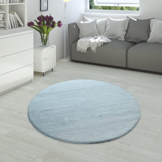 Vachtkleed Fluffy turquoise 200 cm rond