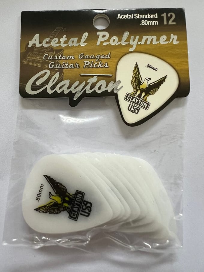 Clayton - Acetal - standaard plectrum - 0.80 mm - 12-pack