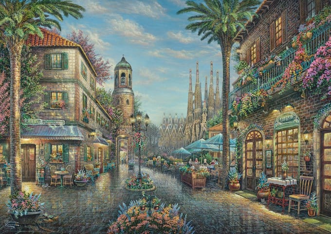 Schmidt - Legpuzzel - Spaans straatcafé - Thomas Kinkade Studios - 1000 stukjes - Volwassenen - vanaf 12 jaar