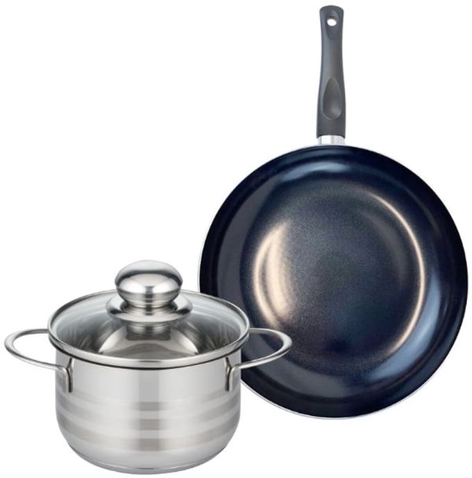 Set van 1 Koekenpan 24 cm en 1 braadpan 16 cm Elo Prima Glanzend