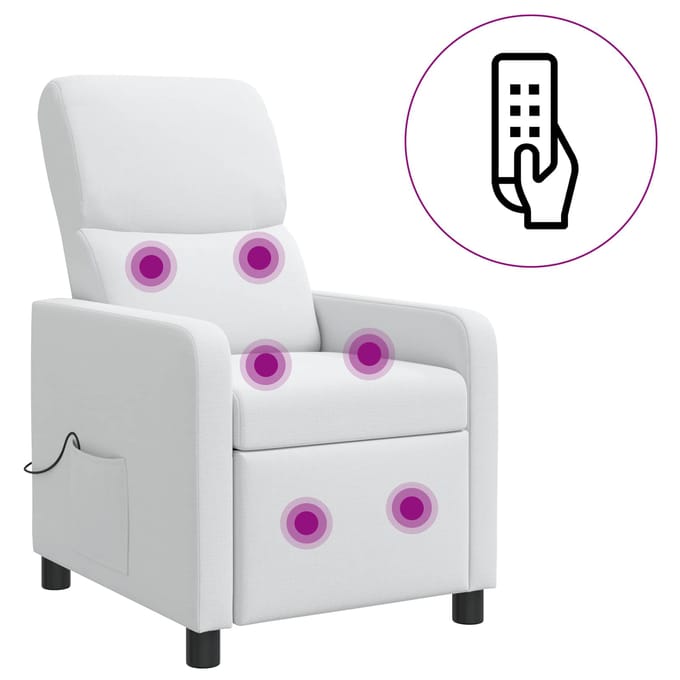 vidaXL - Massage - Relaxstoel - Wit - Polyester