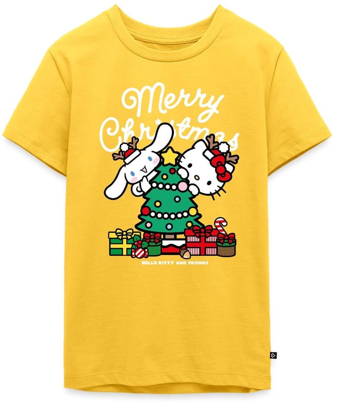 Hello Kitty En Cinnamoroll Kerstontwerp Premium T-Shirt Tiener