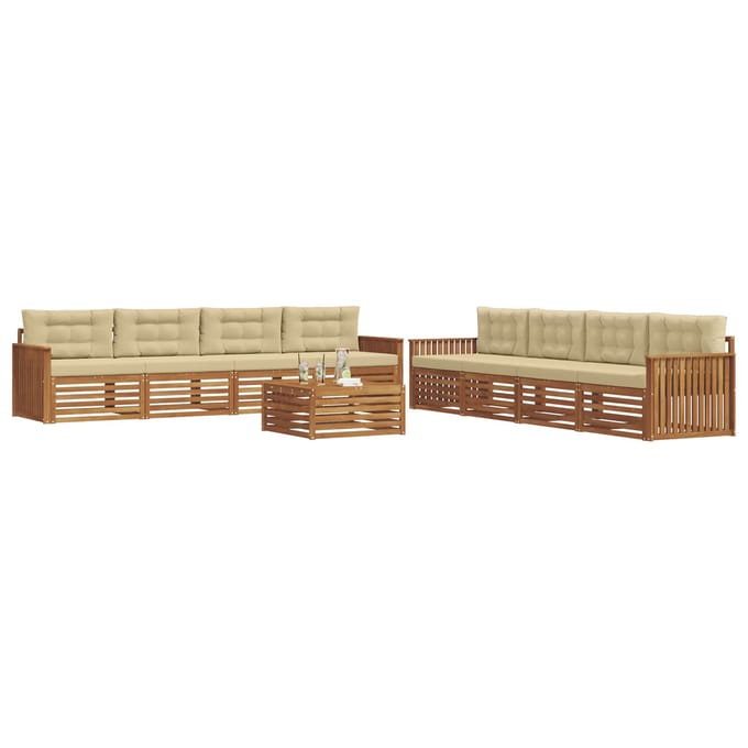 vidaXL - Buiten - bank - set - 9 - st - Natuurlijk - en - Beige
