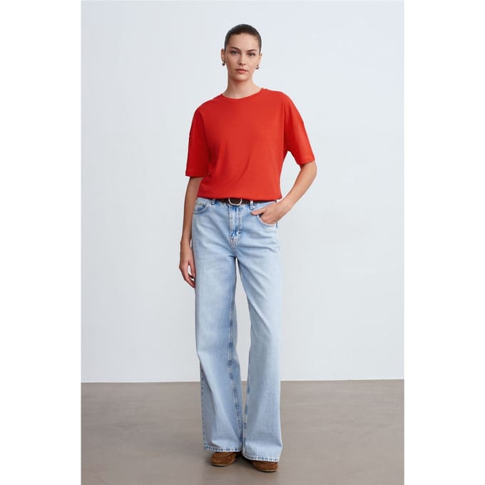 Dames Katoenen Crew Neck T-Shirt