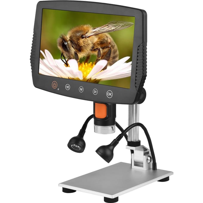 50-1000X 1080P USB-digitale microscoop met hoge resolutie en afstandsbediening met 9 inch groot helder scherm zwart