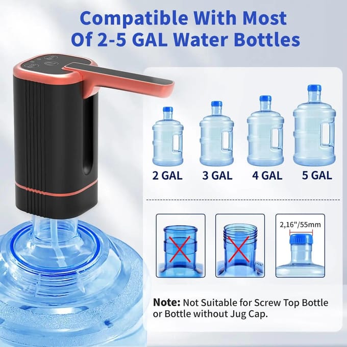 Distributeur d'eau électrique, pompe à bouteille, pour bouteille universelle de 2 à 5 gallons, Portable, chargeur USB, distributeur d'eau potable blanc