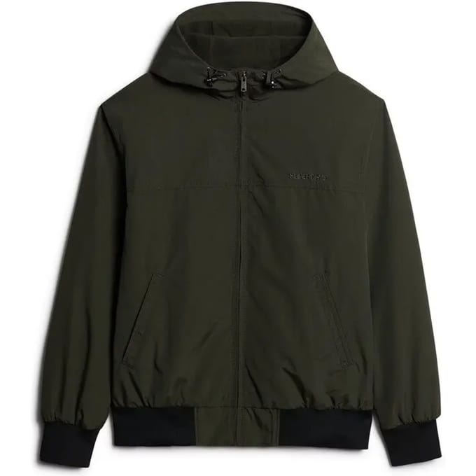 Superdry Surplus Nylon Bomberjack met Capuchon Groen Grootte: M