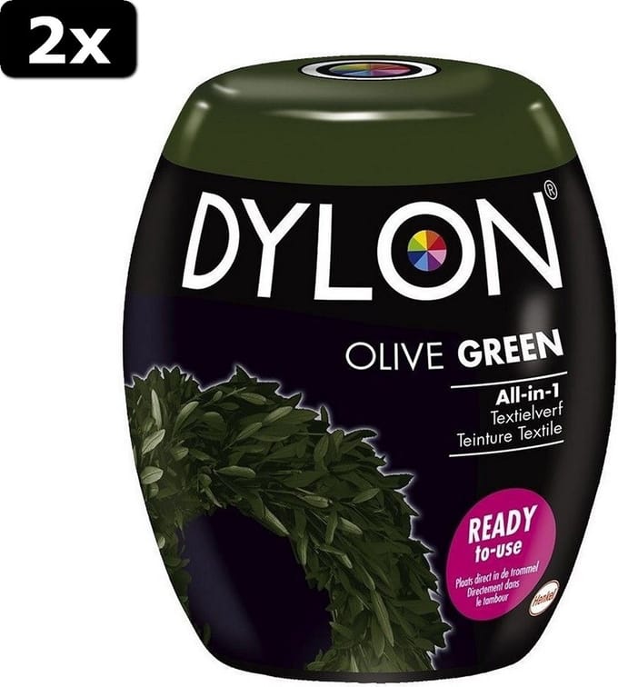 2x Dylon Machinewas Textielverf Olive Gree 350 gr