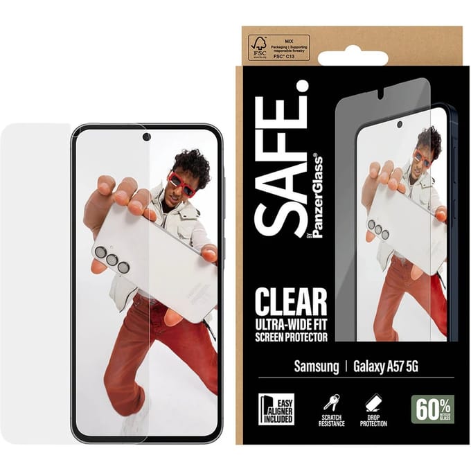 SAFE by PanzerGlass Ultra-Wide Fit Screenprotector incl. applicator voor de Samsung Galaxy A57 (5G)