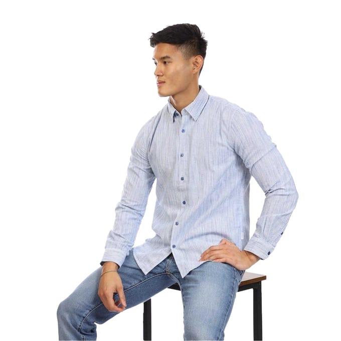 Peter Werth Heren Regular Shirt Met Lange Mouwen (Blauw)