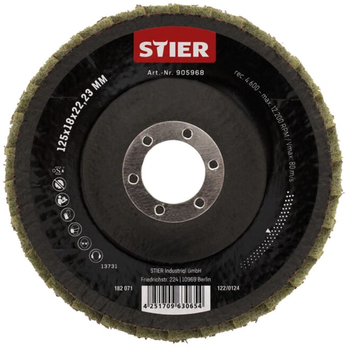 STIER vlies-lamellenschuurschijven 125 x 18 x 22,23 mm medium 5 st.