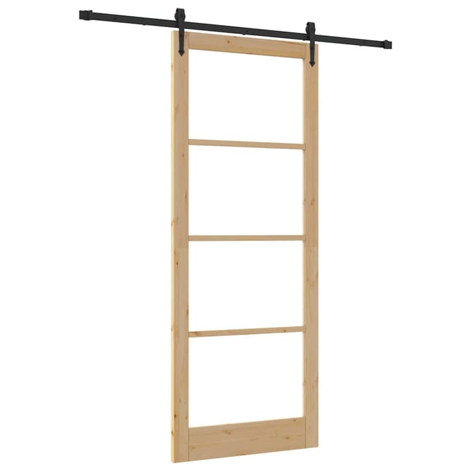 vidaXL - Schuifdeur - 93 - x - 232 - cm - Massief - grenenhout - en - glas