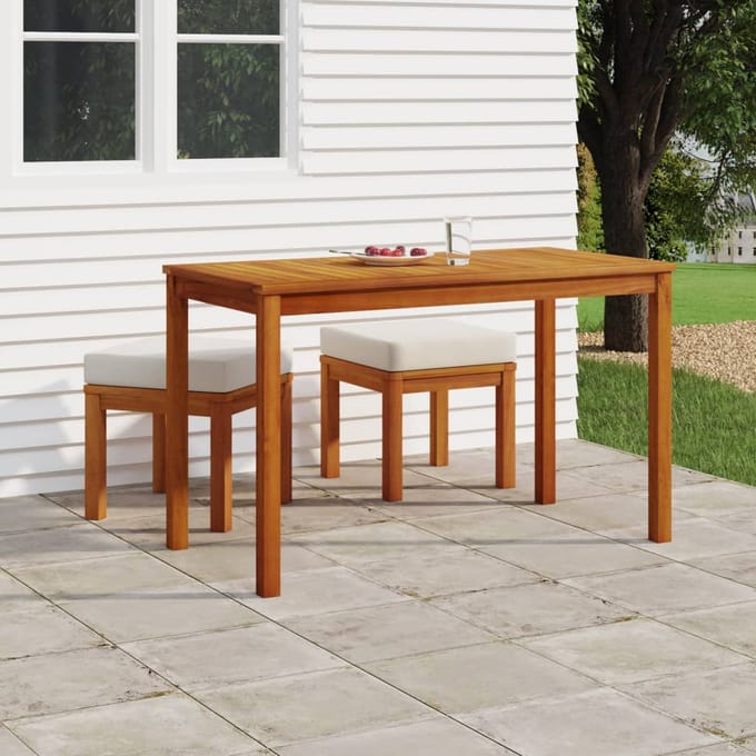vidaXL - 3-delige - Tuinset - met - kussens - massief - acaciahout