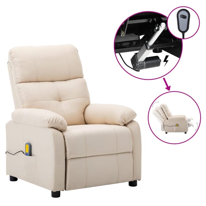 vidaXL - elektrische - massagestoel - crème - stof