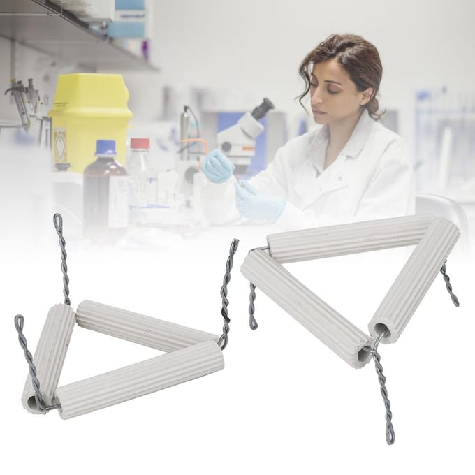 5 stuks 65 mm Laboratorium Klei Driehoekige Kroeshouder Keramische Pijpen en IJzerdraad white