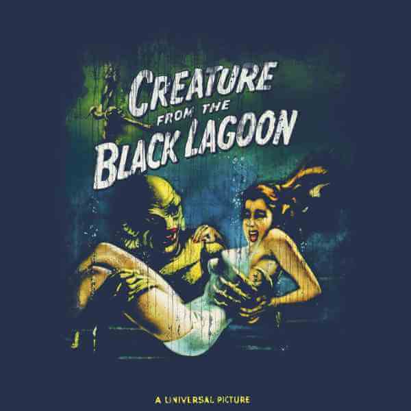 Universal Monsters Creature From The Black Lagoon Vintage Poster T-shirt - Navy - M