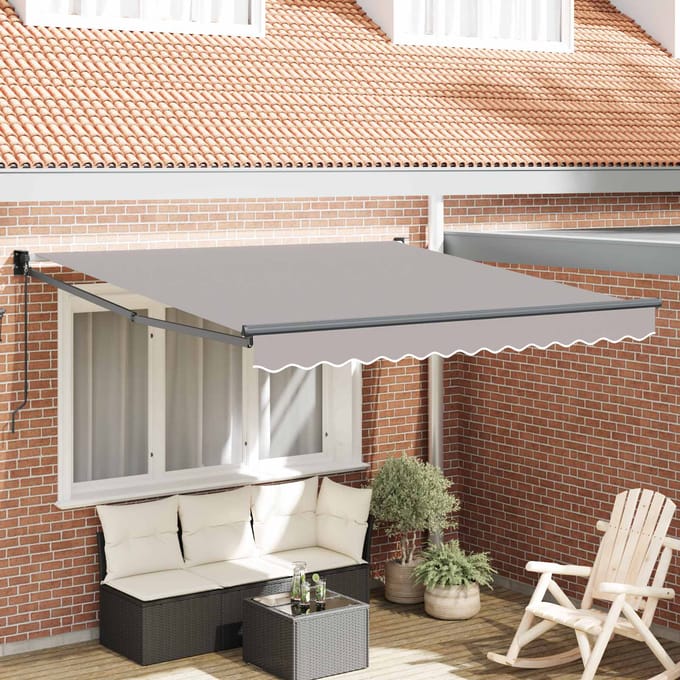 vidaXL Uitschuifbare luifel Lichtgrijs 350 x 250 cm