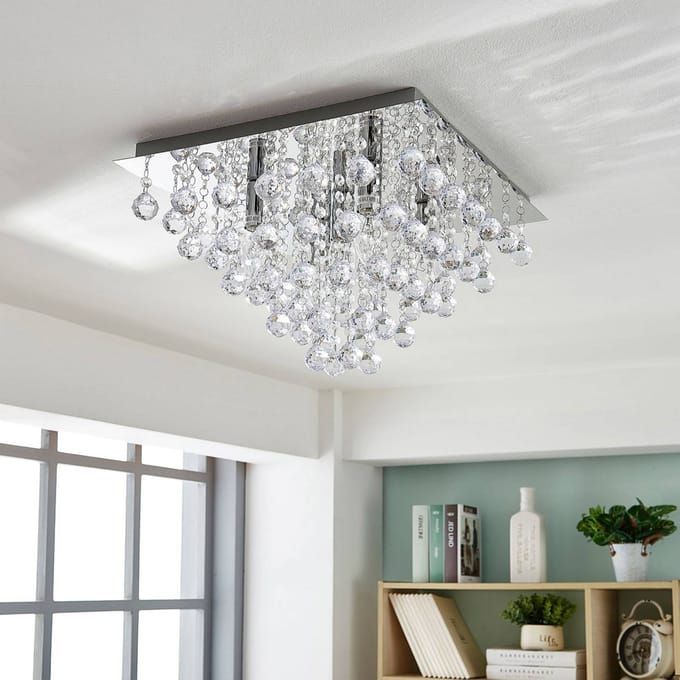 Lindby - plafondlamp - 5lichts - Metaal, acryl - H: 27 cm - E14 - chroom, helder