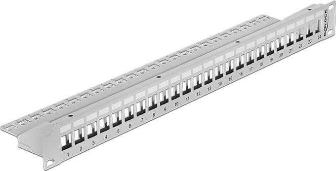 Premium 19'' Patch Panel 1U voor 24 Keystone modules / grijs