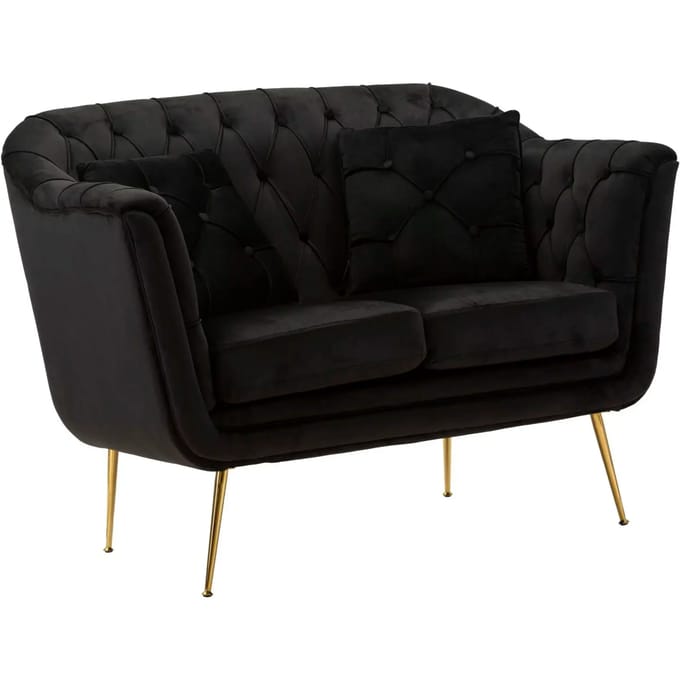 Bank Budapest Sofa' 2 Seats Black With Cushions 130×83×91 cm