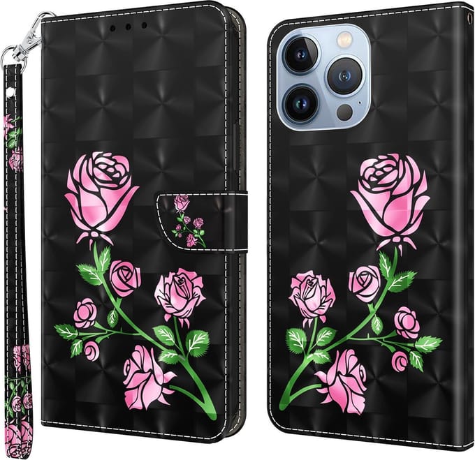 Cityhoesje-iPhone 14 Pro Max Bookcase – Print Couple Roses