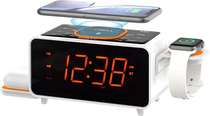 Wekkerradio - Zwart - Draadloos opladen - Bluetooth-luidspreker - Voor Thuisgebruik