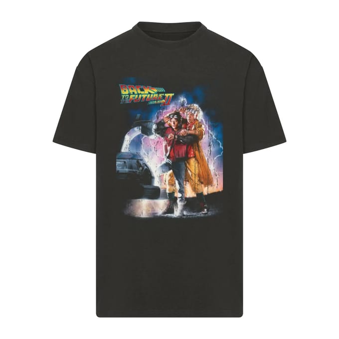 Merchcode Back To The Future - Poster Oversize Heren Tshirt - S - Zwart