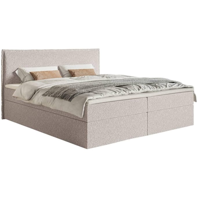 Boxspring Esmay chenille met opbergruimte en topper 180 x 200 cm | NADUVI Collection