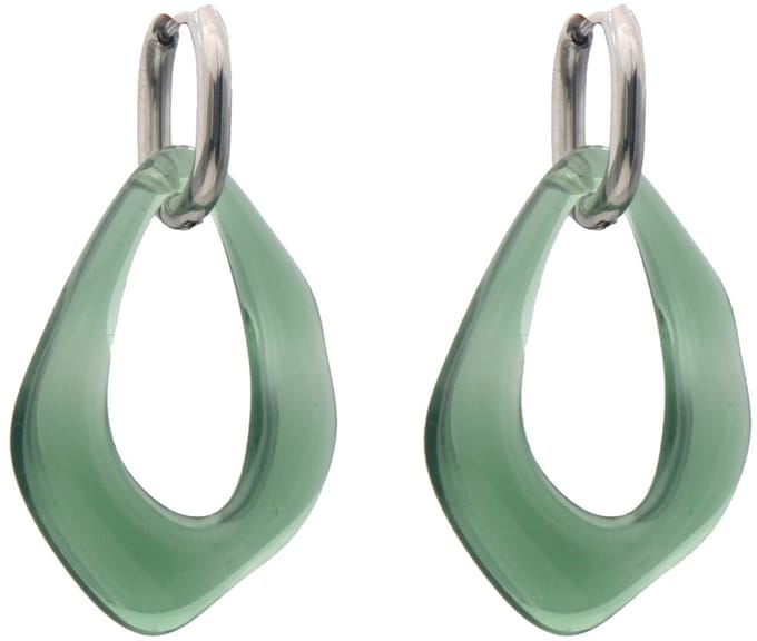 Oorbellen - RVS - acryl hanger - 4,5x2,5 cm - groen