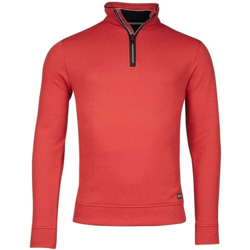Baileys Trui Sweatshirt Half Zip Uni Color Subtle Honeycomb Texture Coral / male