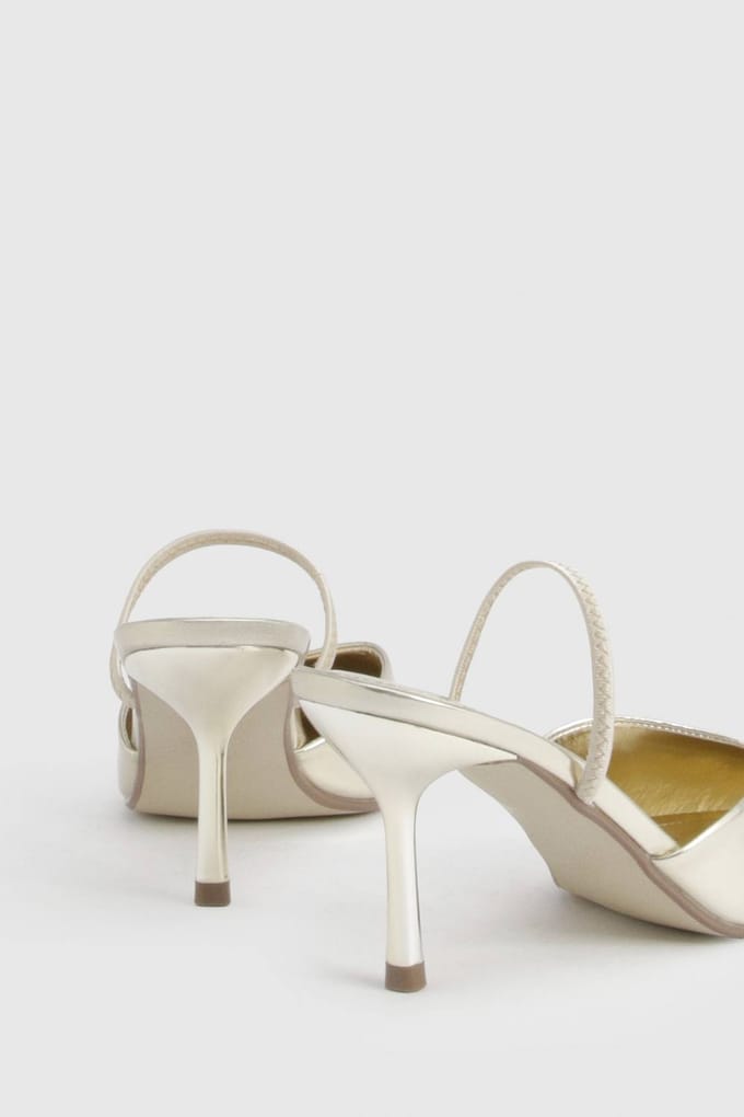 boohoo Dames Wijde Pasvorm Slingback Pumps | Goud | Maat: 41