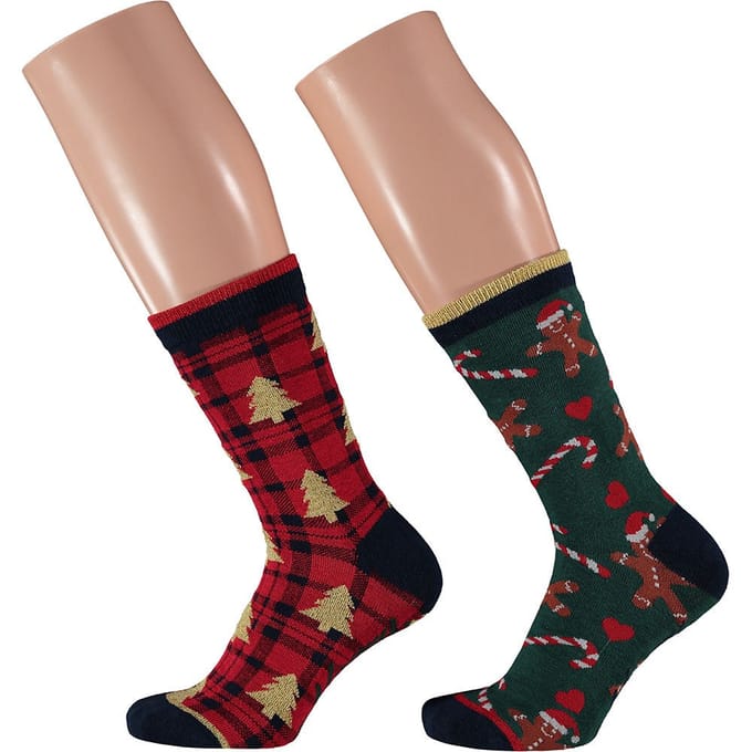 Kerstsokken dames in kerstbal - 36/41 / Rood/groen
