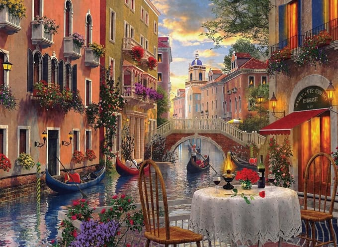 Puzzel Volwassenen - Legpuzzel - Ontspannend Spel - 100% Recyclebaar Karton - 52 x 38 cm - Romantisch Venetië