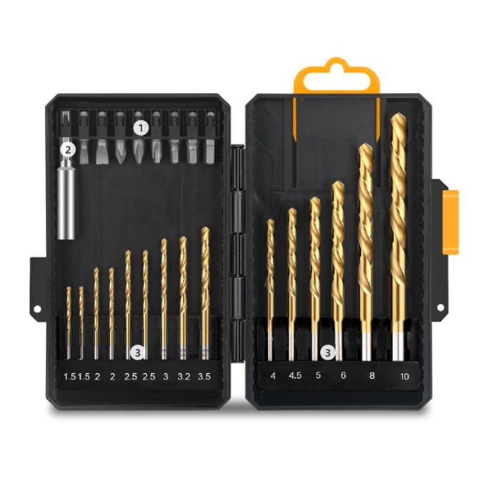 Boorbitsets CRV Boorschroevendraaierbitsets 24-delige set Multifunctionele bitsets met 1/4 inch 24 piece set CRV batch head and drill bit zwart