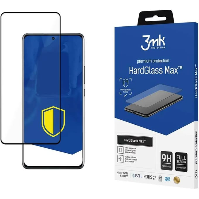 3MK HardGlass Max - Gehard Glas - Xiaomi 12 Pro - Zwart - 9H