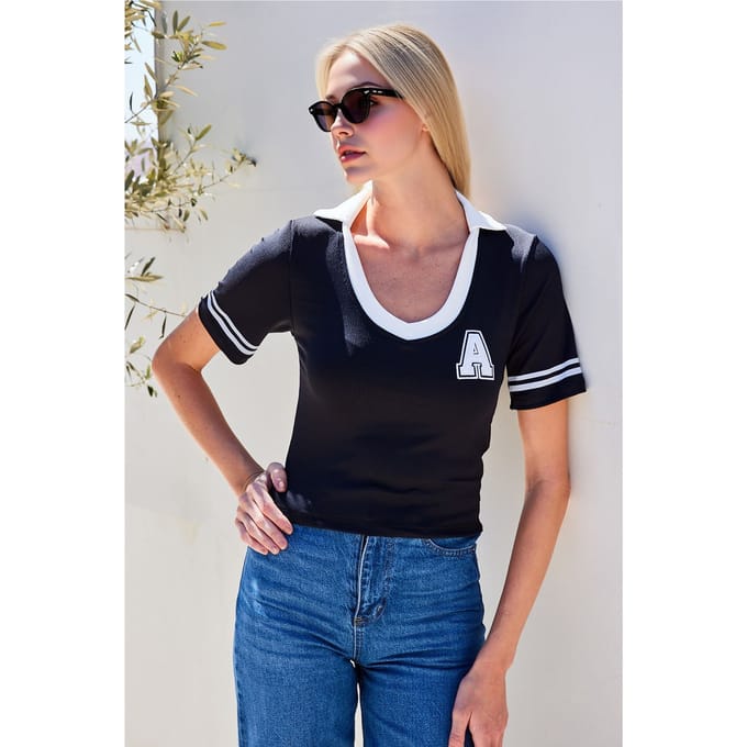 Geborduurd Poloshirt met Geweven Stof