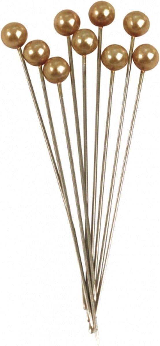 Rayher Spelden met parel kop/kopspelden/naaispelden - 6.5 cm - goud - 75x stuks - hobby steekspelden