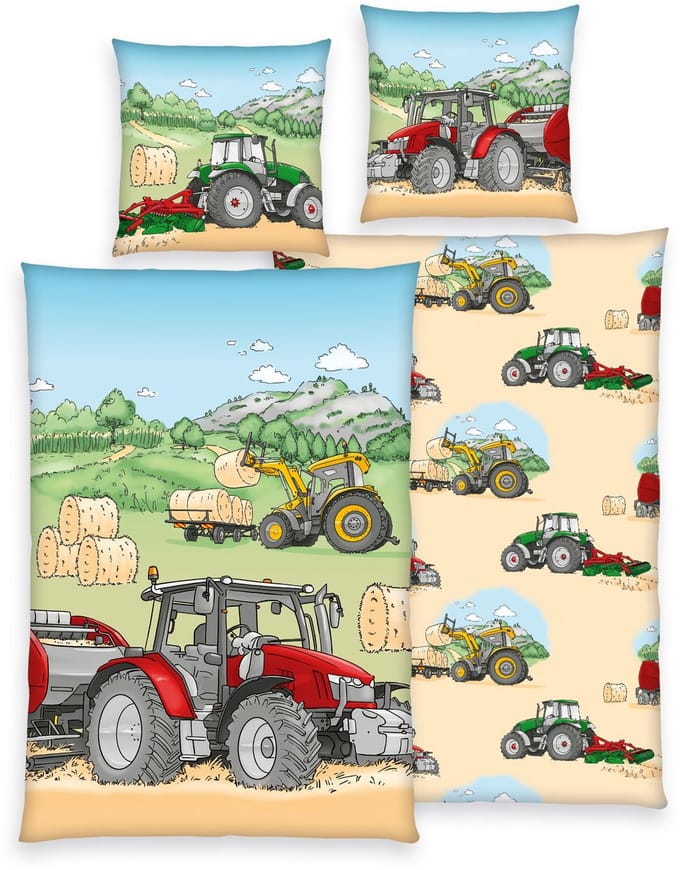 Dekbedovertrek Tractor 135x200 cm incl 1 sloop 80x80 cm