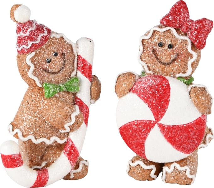Dekoratief | Cookie staand m/zuurstok, resina, 8x5x12cm, set van 2 stuks | A245241