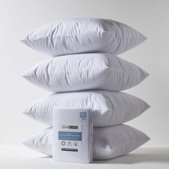 Set van 4 waterdichte kussenbeschermers - 65 x 65 cm, ademend en hypoallergeen